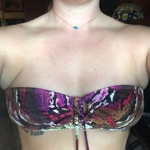 Split Multi Color Snake Print Bikini Bandeau